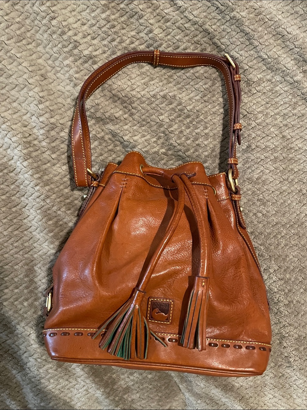 Dooney & Bourke Hattie Florentine Leather Drawstring Shoulder Bag with Tassels